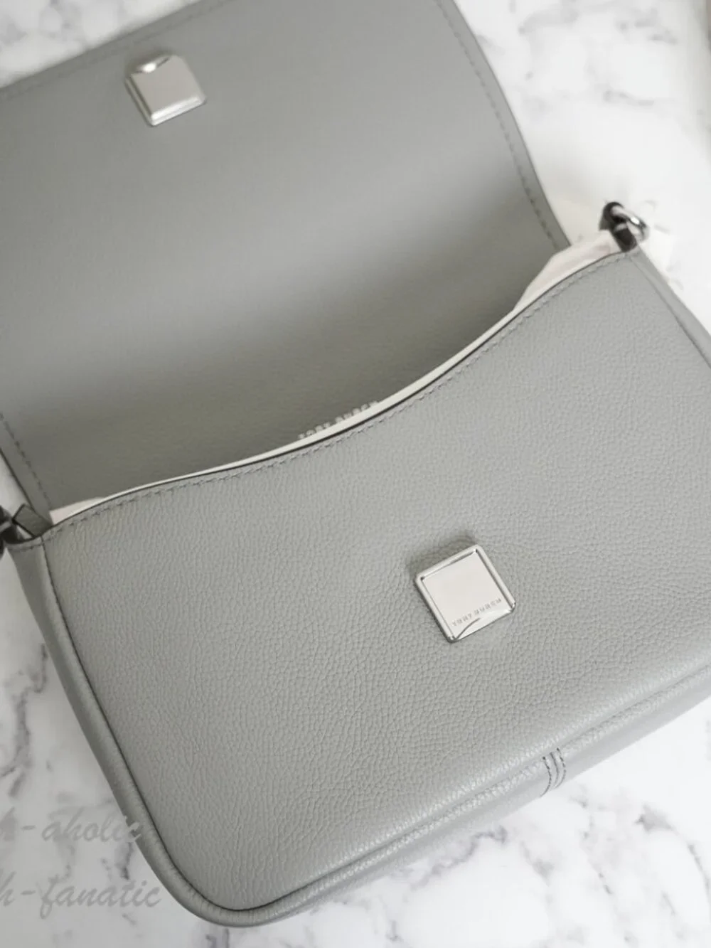 Tory Burch Thea Pebbled Leather Flap Crossbody Shoulder Bag in Misty Cloud NWT
